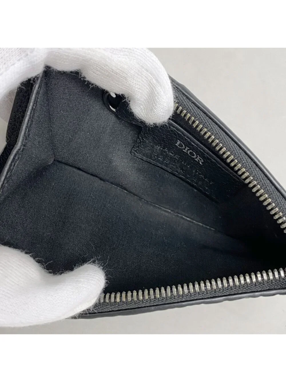 Dior Coin Purse Leather Black Silver